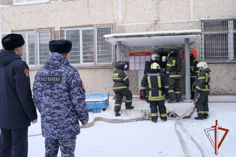 Совместное пожарно-тактическое занятие Росгвардии и МЧС прошло в Саяногорске